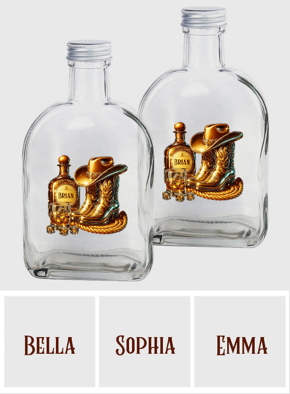 Cowboy Boots Hat - Personalized Whisky Wine Bottle