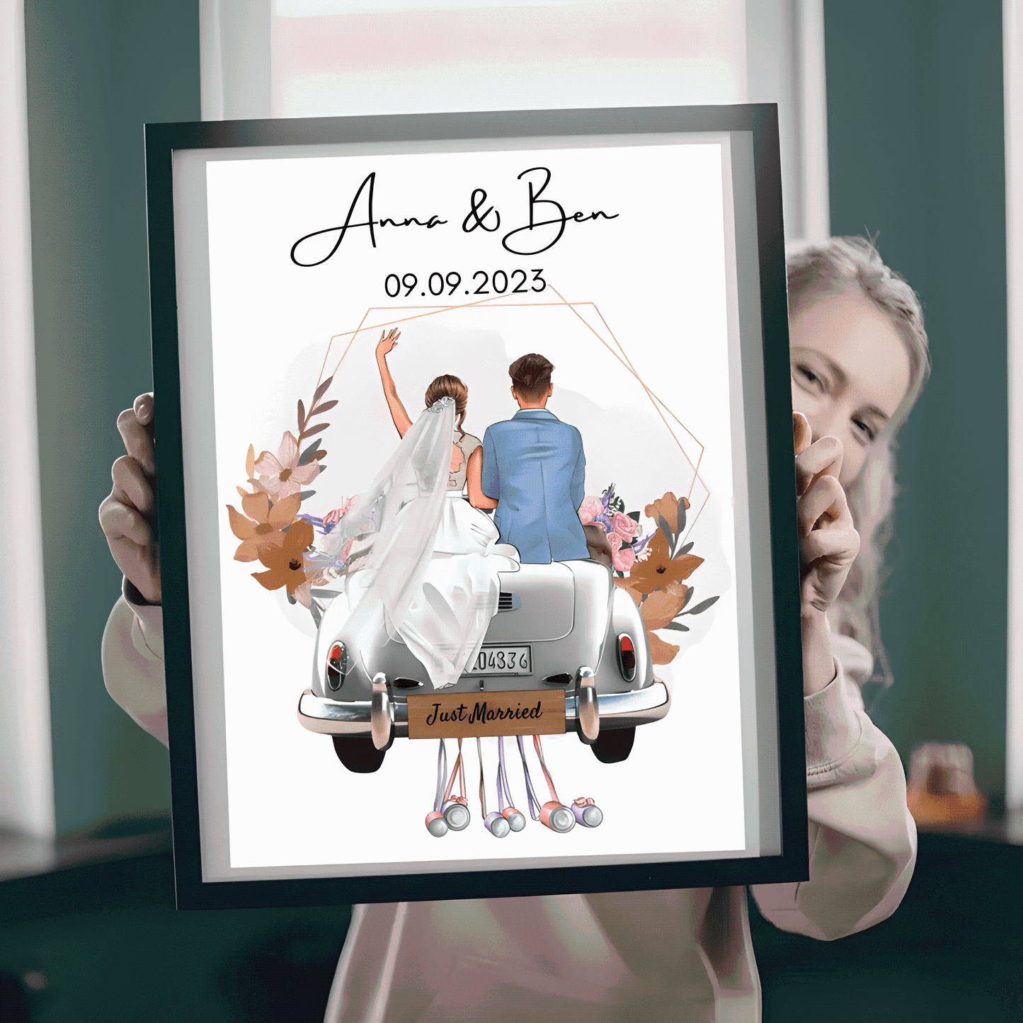 Newlyweds' Blissful Journey - 'Just Married' Personalized Poster or Canvas with Wedding Date