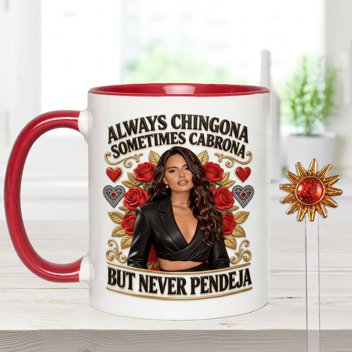 Latina Vibes, Always Chingona - Personalized Latina Women Set Accent Mug with Acrylic Stirrers