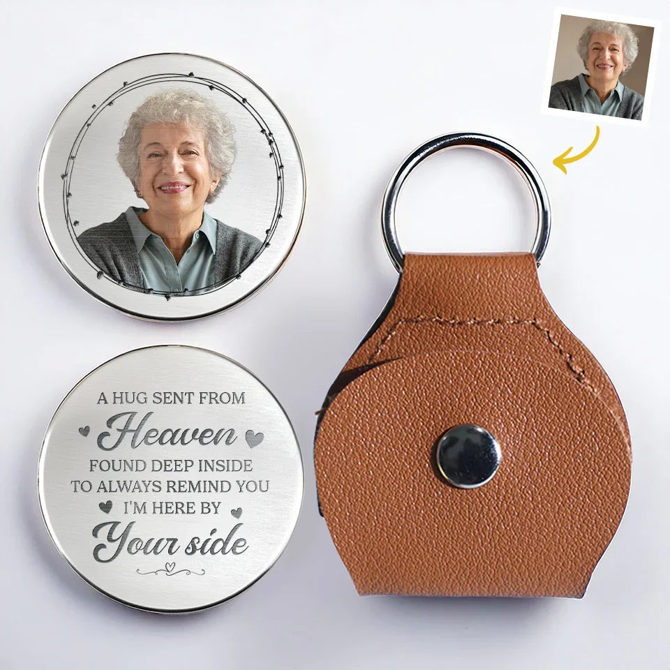 Personalized Leather Pocket Hug – Carry Their Smile, Comforting Memorial Gift