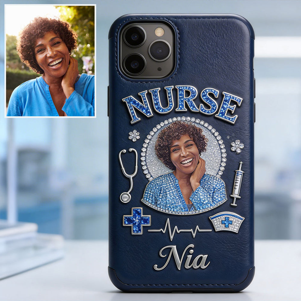 Any Title - Gifts For Nurse, Doctor - Personalized Nurse 3D Embossed Leather Phone Case