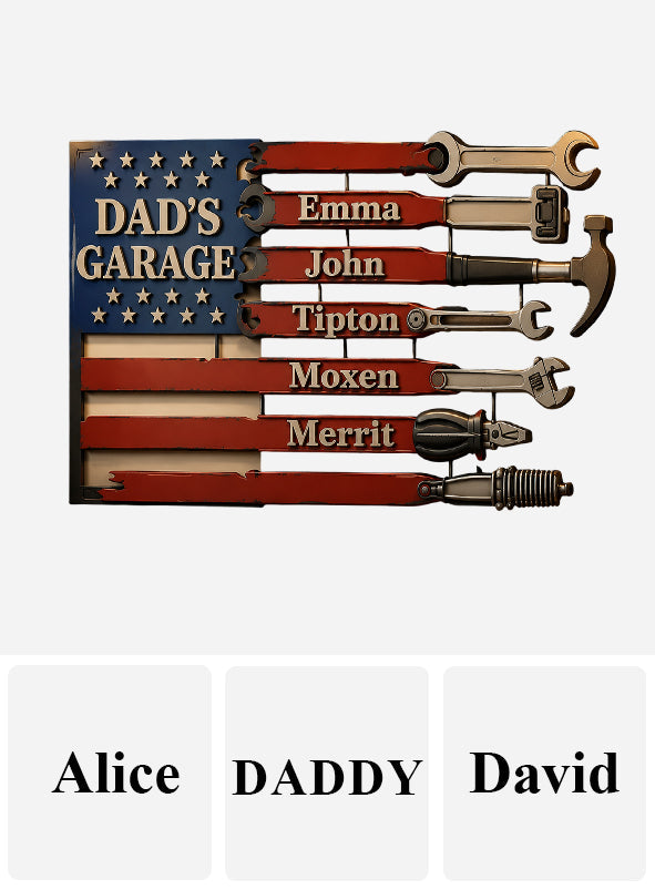 Dad's Garage Flag Wall Art - Personalized Father Cut Metal Sign