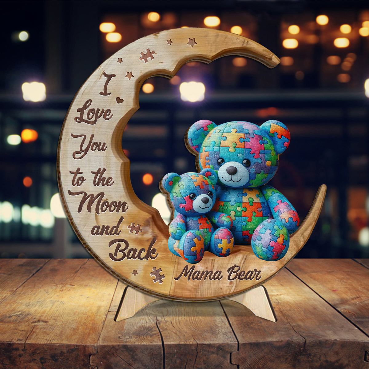 I Love You To The Moon And Back - Autism Awareness 2 Layered Wood Sign / Wood Plaque