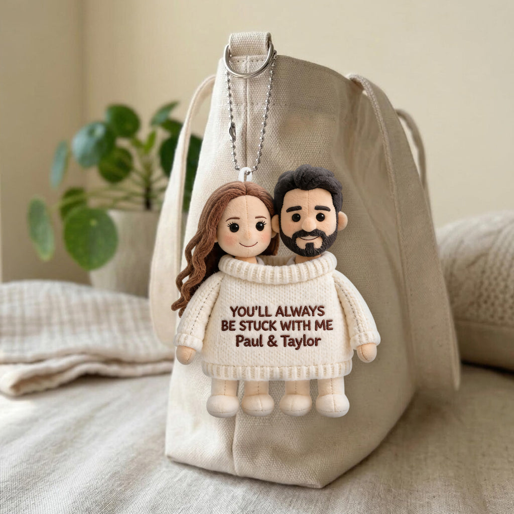 Always Stuck With Me - Personalized Couple Plush Keychain