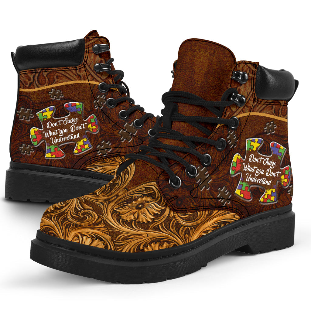 Don't Judge What You Don't Understand Autism Awareness All Season Boots 0622