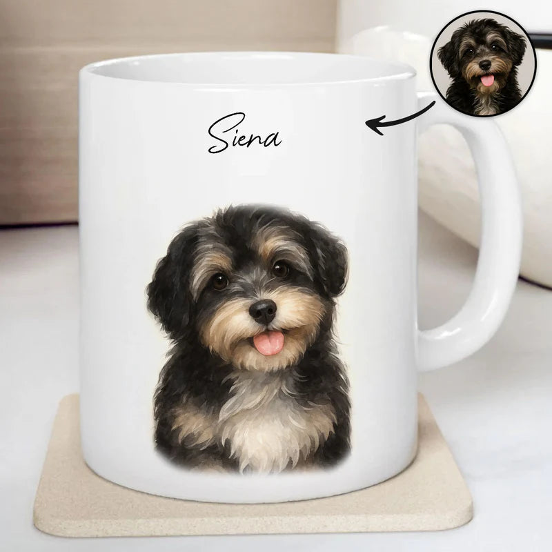 Custom Watercolor Pet Portrait Mug – Perfect for Dog Lovers