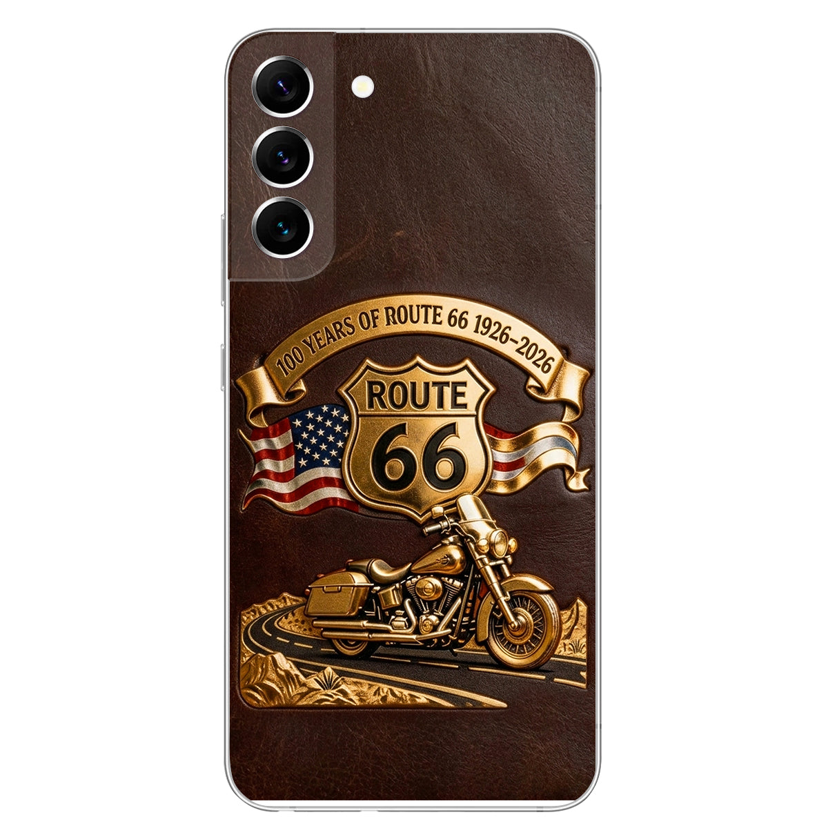 100 Years Of Route Personalized Gifts For Bikers - Personalized Biker 3D Embossed Leather Phone Case
