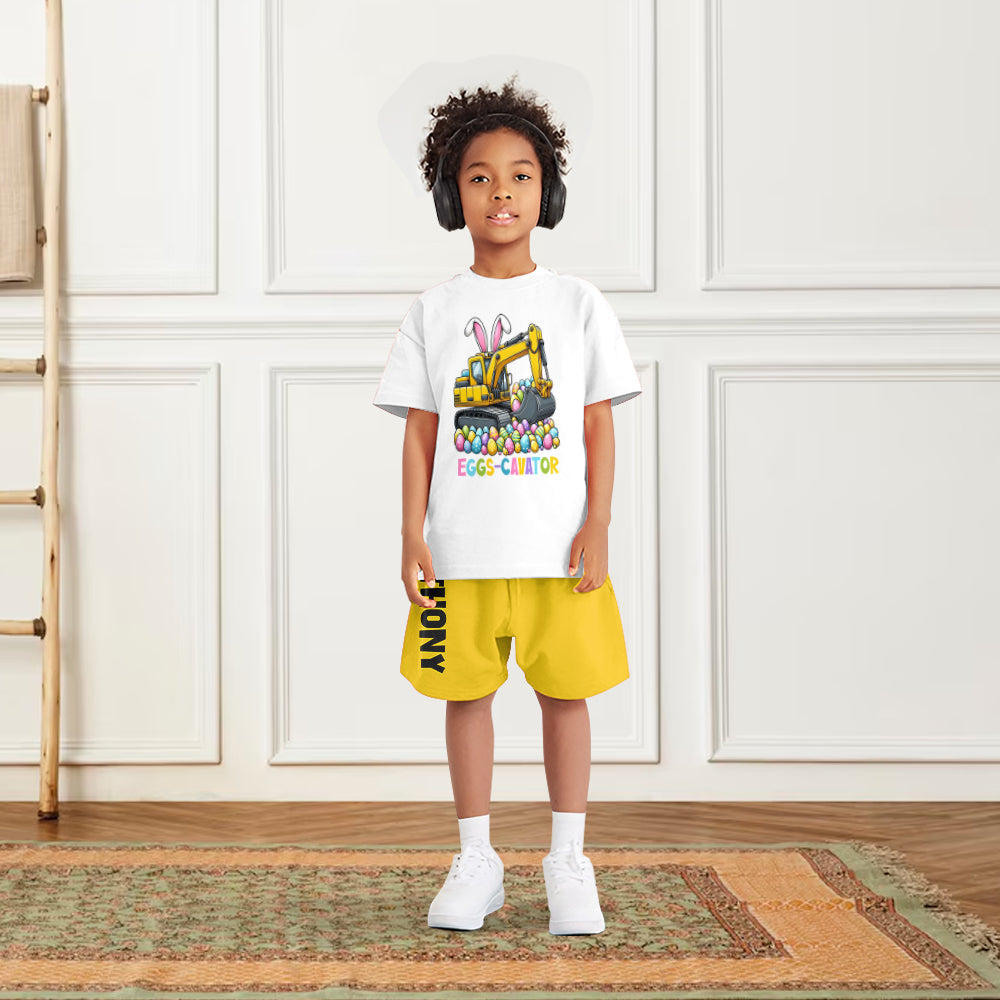 Eggs-Cavator - Personalized Kid T-shirt & Shorts