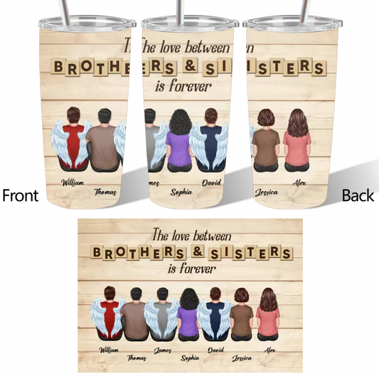 Personalized Brothers & Sisters Forever Cup, Keychian, Ornament, Poster or Canvas, Plaque, Wallet Card - Perfect Gift for Siblings, Memorial Keepsake