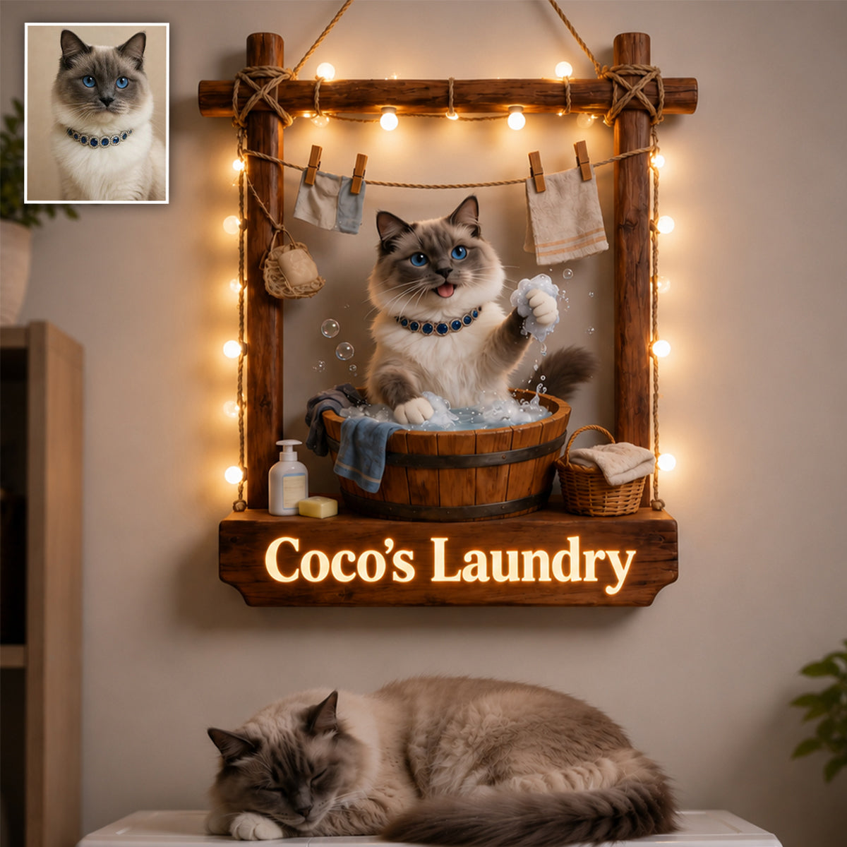 Laundry Boss - Personalized Cat LED Light Acrylic Sign