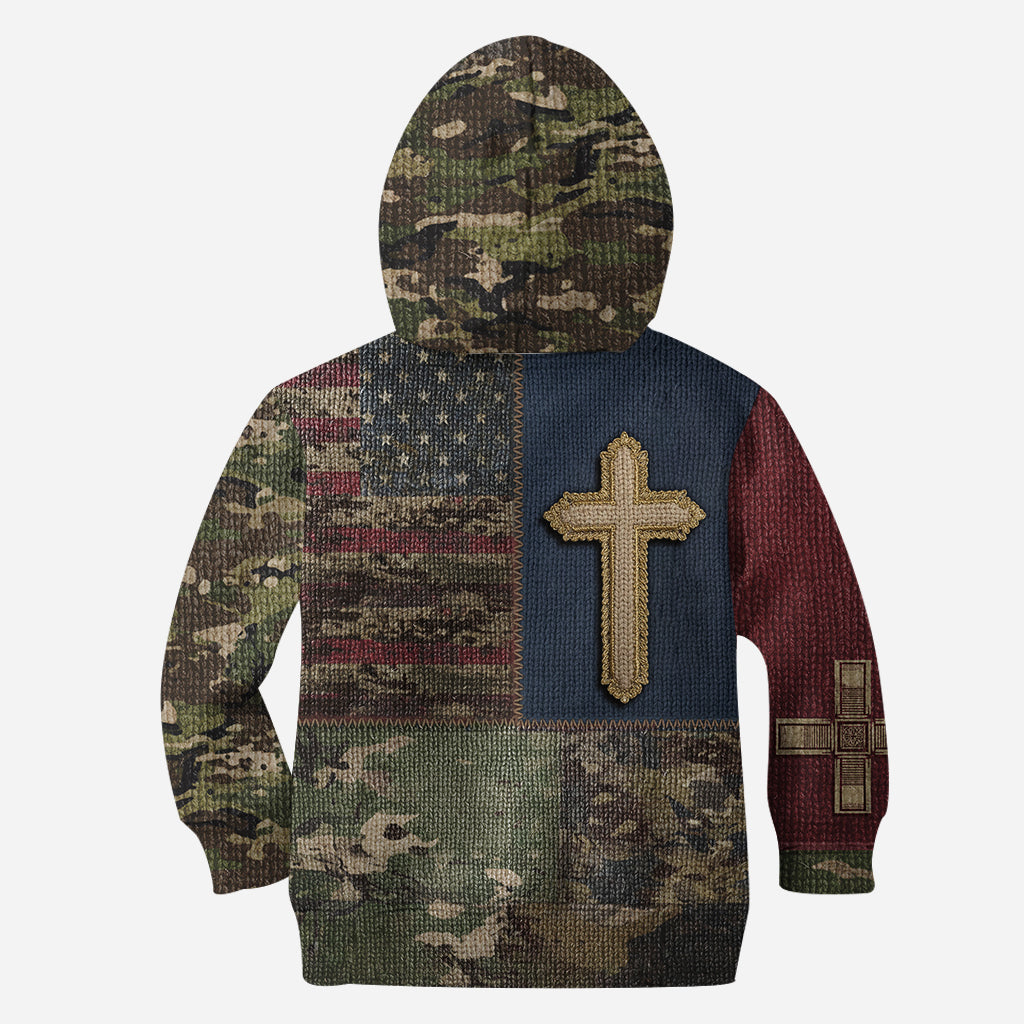 American Flag Cross Faith All Over Print Hoodie - Personalized Christian All Over Shirt