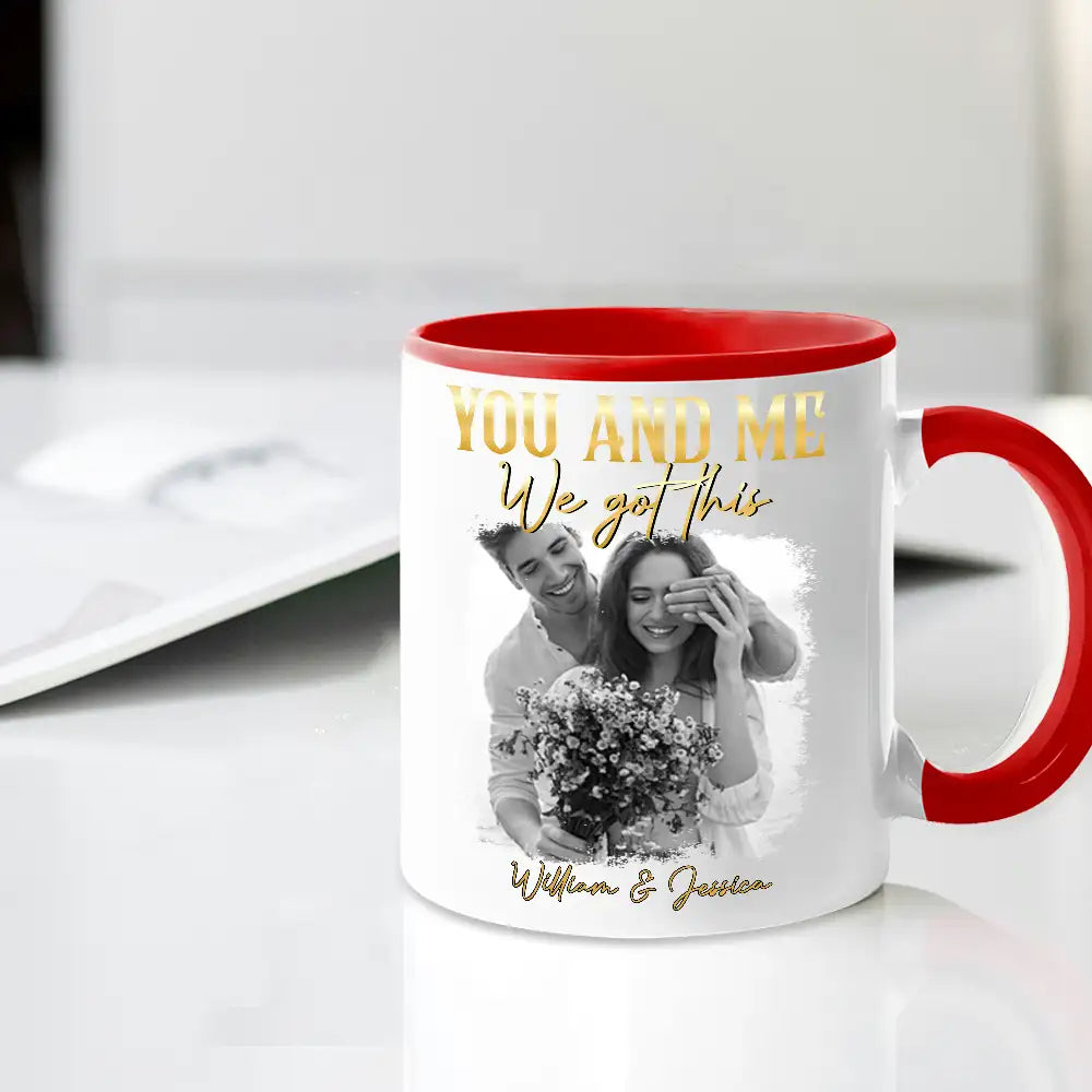 "You and Me – Personalized Couple Mug with Custom Photo and Heartfelt Message – Ideal Gift for Lovers, Couples, or Anniversaries"