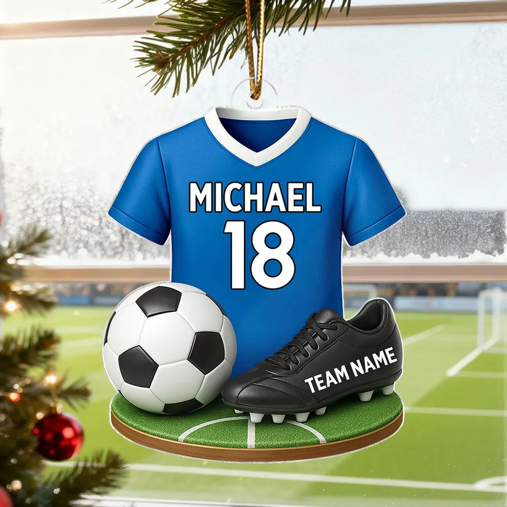 Custom Acrylic Soccer Ornament - Personalized Jersey Keepsake Gift