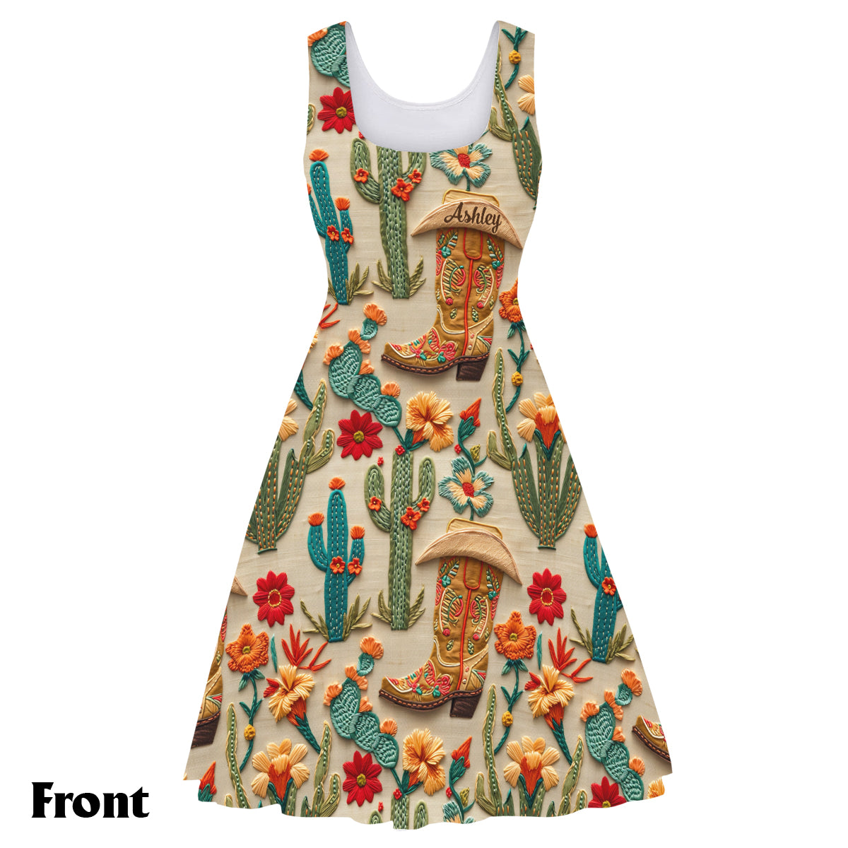 Cactus Cowgirl - Personalized Cowgirl Sleeveless Dress