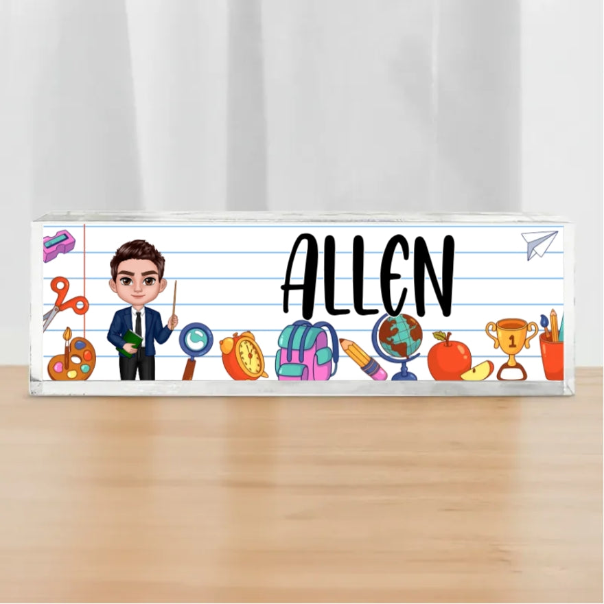 Happy Doll Teacher Personalized Poster, Plaque, Sign, and Stationery Set - Perfect Gift for Teachers