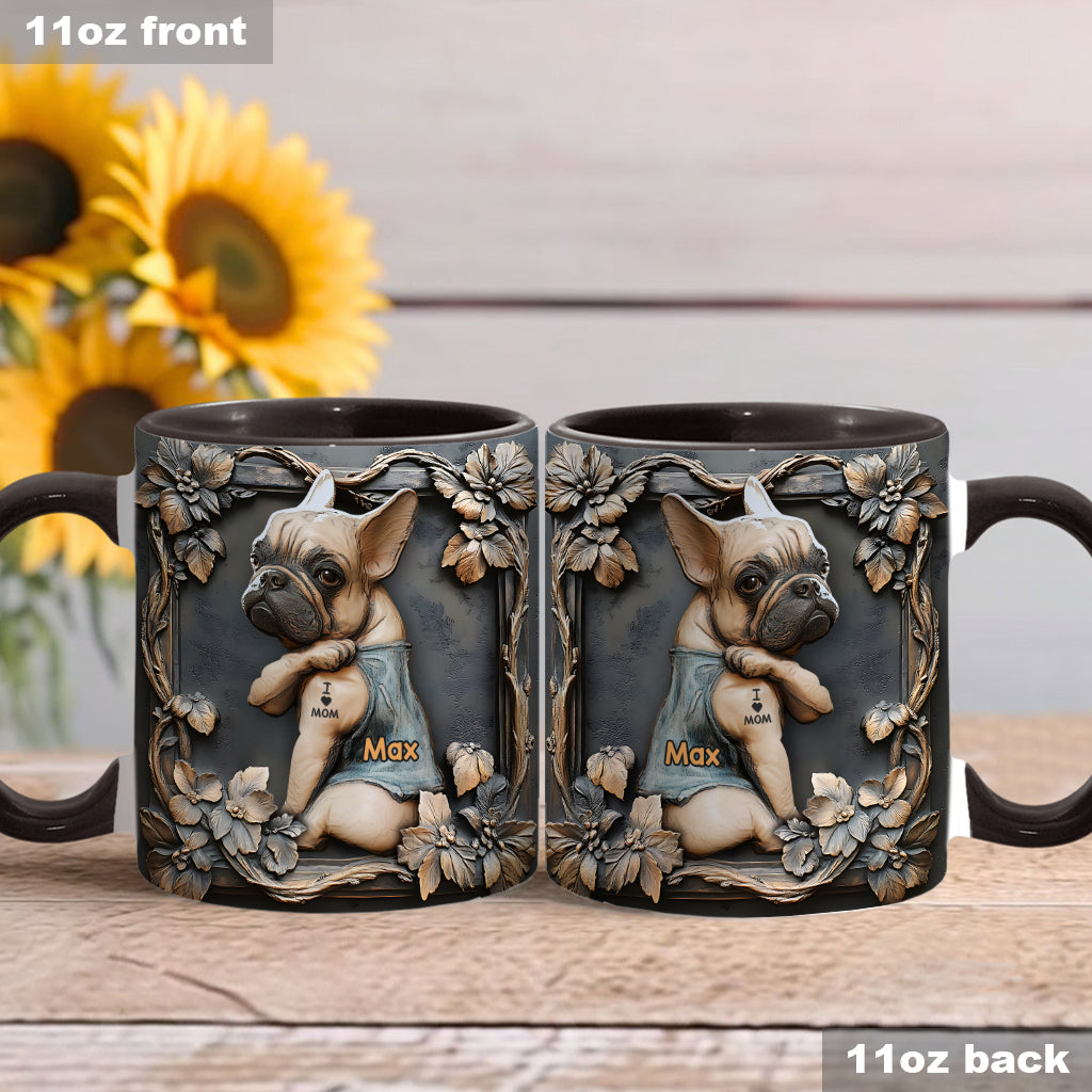 I love Mom - Personalized Dog Accent Mug