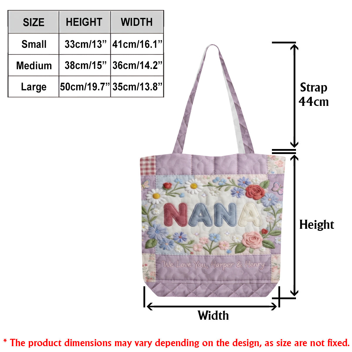 Custom Any Title - Personalized Mother Quilted Tote Bag