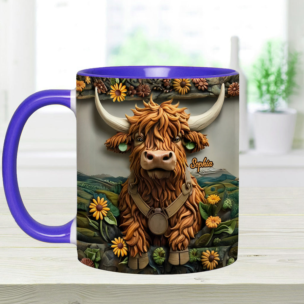 Cute Highland Cow - Personalized Highland Cow Accent Mug