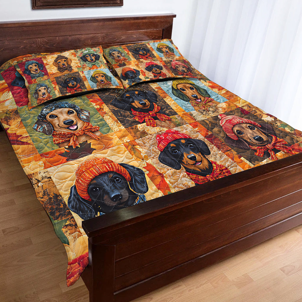 Hello Fall - Dachshund Quilt Set
