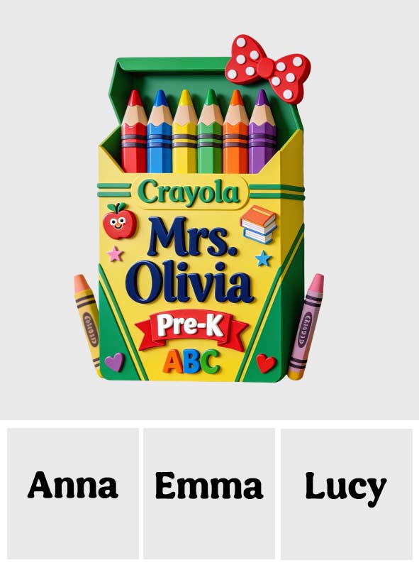 Crayon Box 3D Shaped Display - Personalized Teacher Custom Shaped Wood Sign
