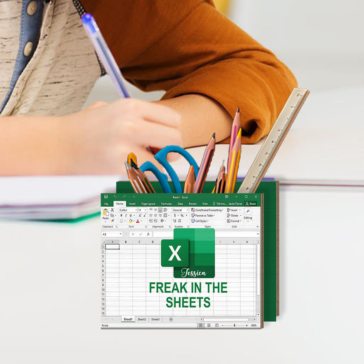 Freak In The Sheets - Personalized Colleague Wooden Pen Holder