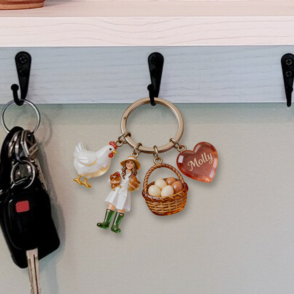 Custom Any Photo - Personalized Chicken Premium Keychain With Charms