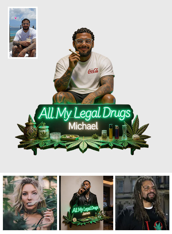 All My Illegal drugs - Personalized Weed Wooden Floating Shelf