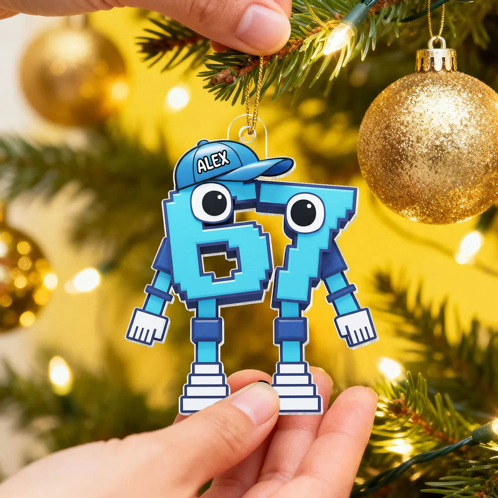 Pixel Number Acrylic Ornament For Kids Gaming Tree Decor Unique Gift For Young Gamers