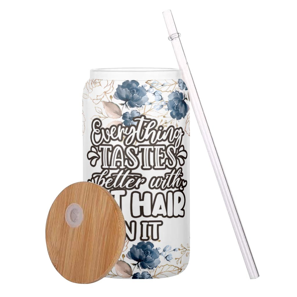 Everything Tastes Better - Cat gift for dog lover - Personalized Can Glass