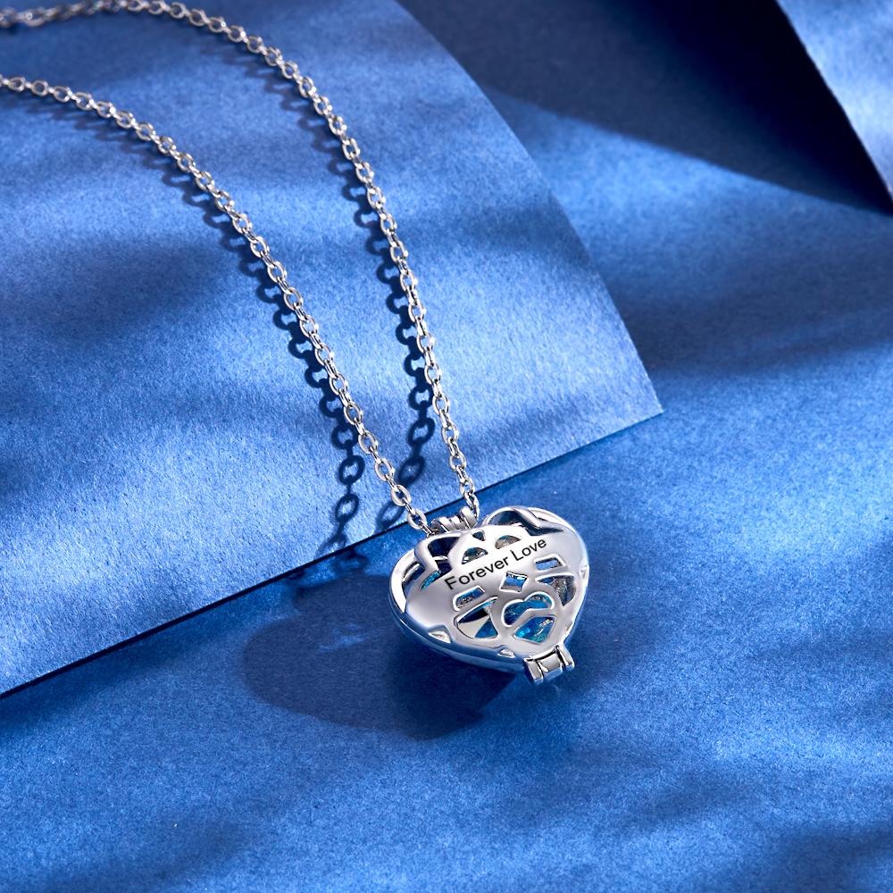 Any Message - Personalized Heart Pendant Necklace With Birthstone
