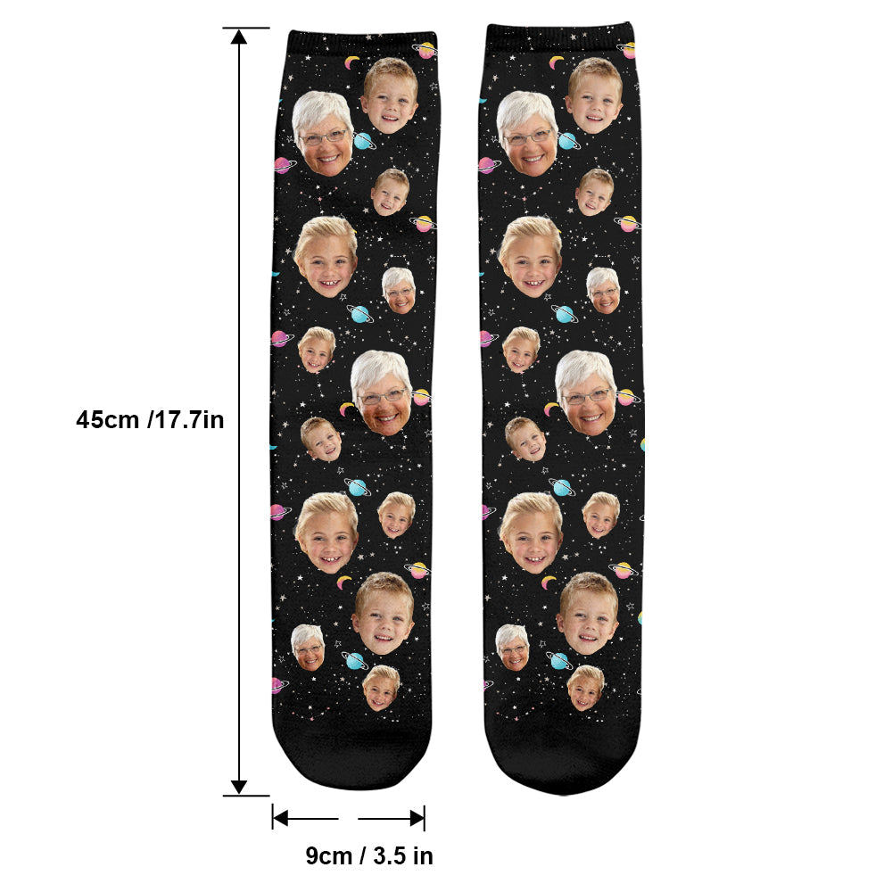 Custom Face Galaxy - Personalized Grandma Socks
