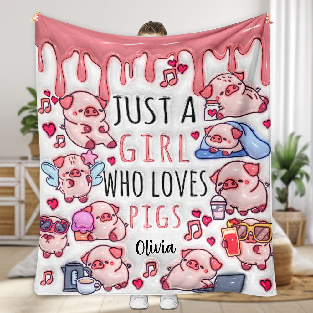 Just A Girl Who Loves Pigs - Personalized Pig Lover Blanket