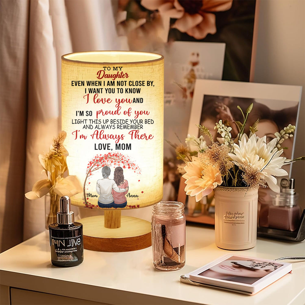 Light This Up When You Miss Me - Personalized Daughter Tableside Lamp With Wood Base