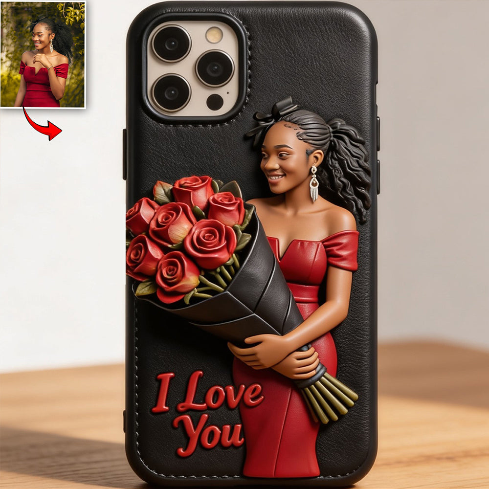 I Love You - Personalized Mother 3D Embossed Leather Phone Case