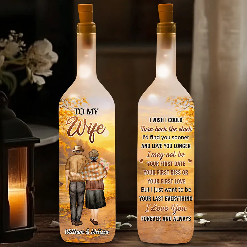 Personalized Bottle Lamp for Wife with I Wish I Could Love Quote, Cozy Warm Glow Night Light, Unique Romantic Gift