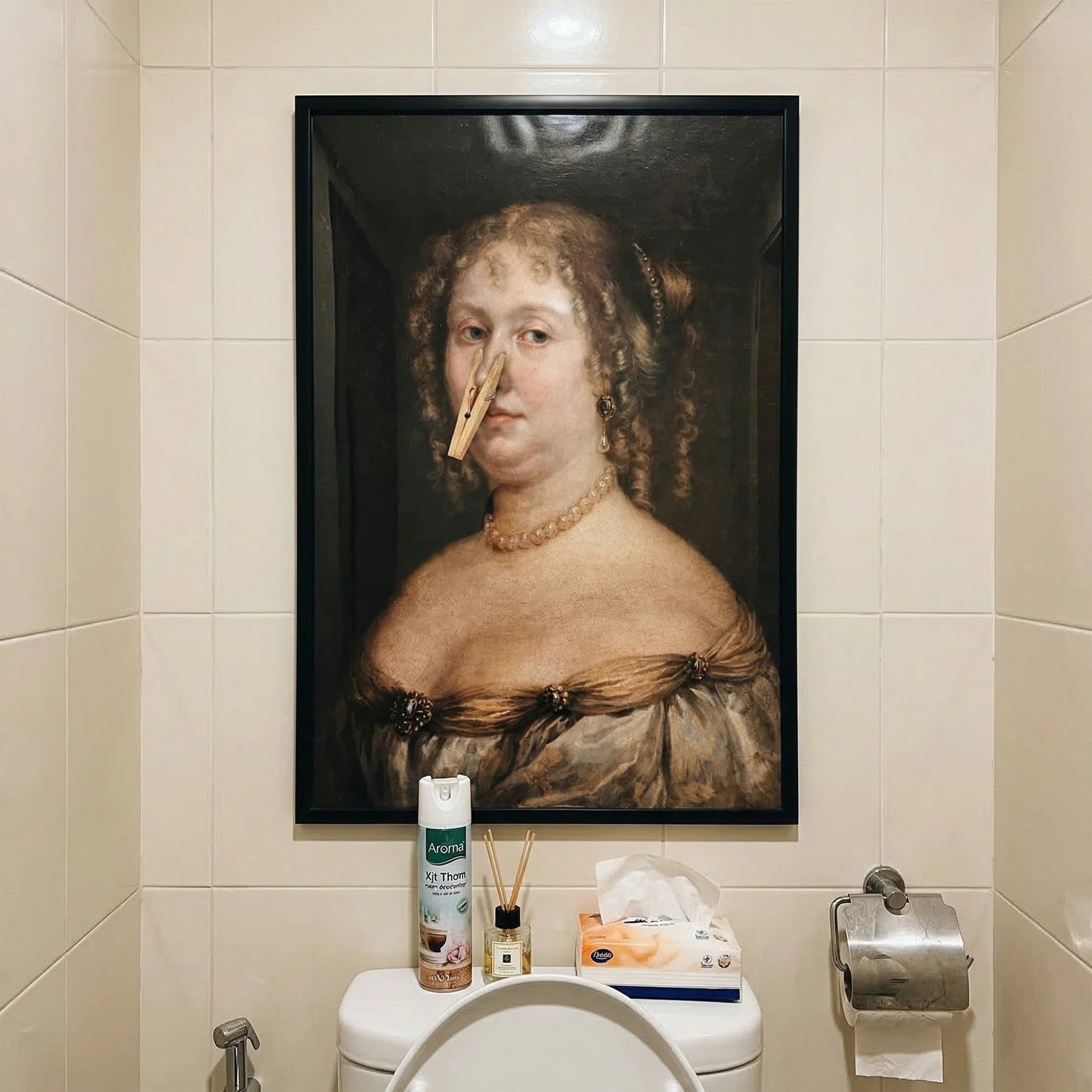 Funny Personalized Bathroom Poster Classic Painting Toilet Humor Wall Art Vibrant Colors Unique Housewarming Gift For Her Or Him