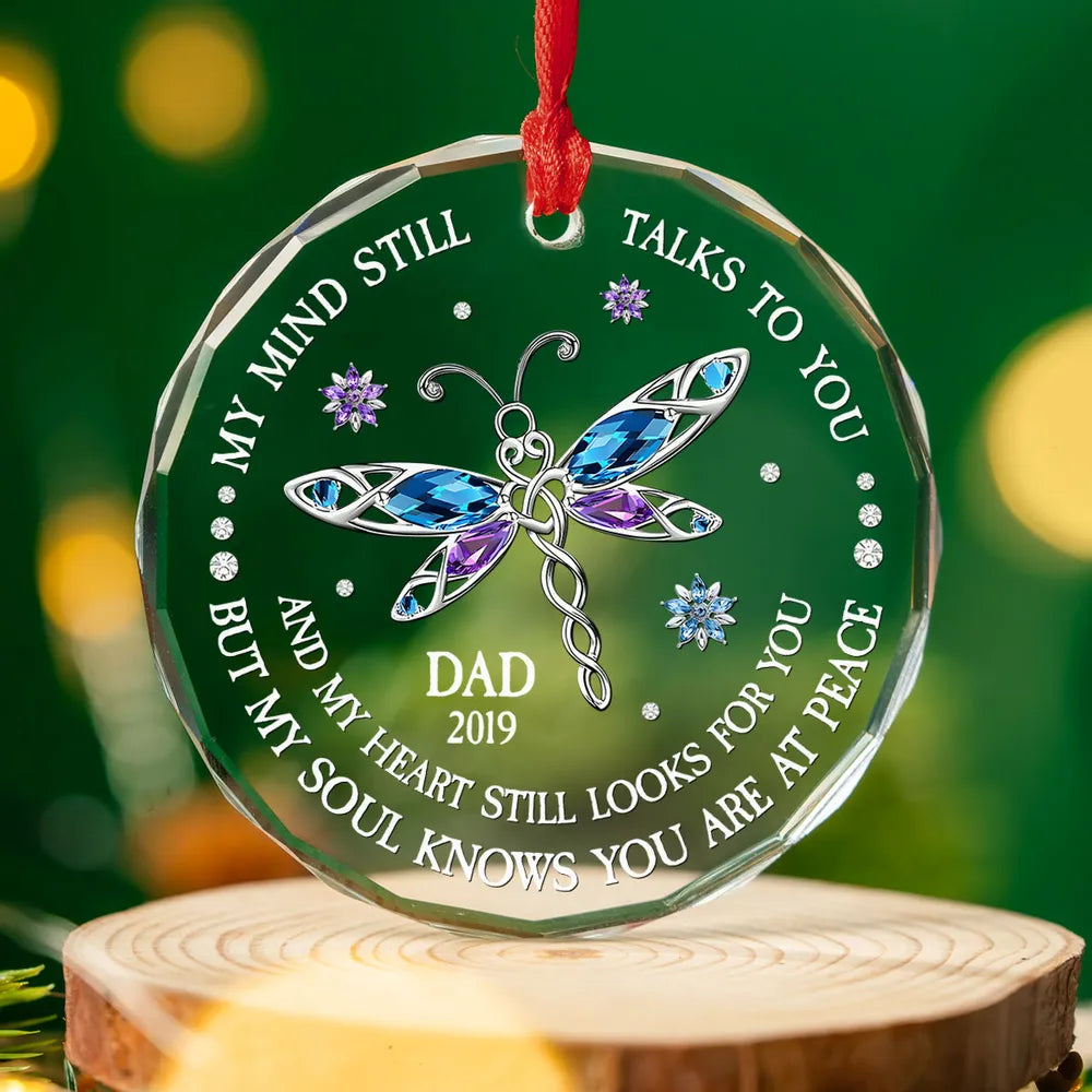 Personalized Crystal Ornament Memorial Butterfly Design for Christmas Tree Decor, Unique Sympathy Gift for Family