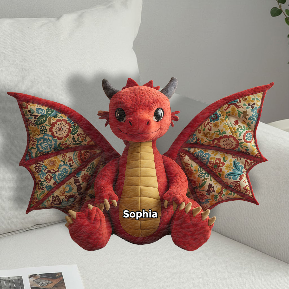 Dragon Quilt - Personalized Dragon Faux Fur Shaped Pillow