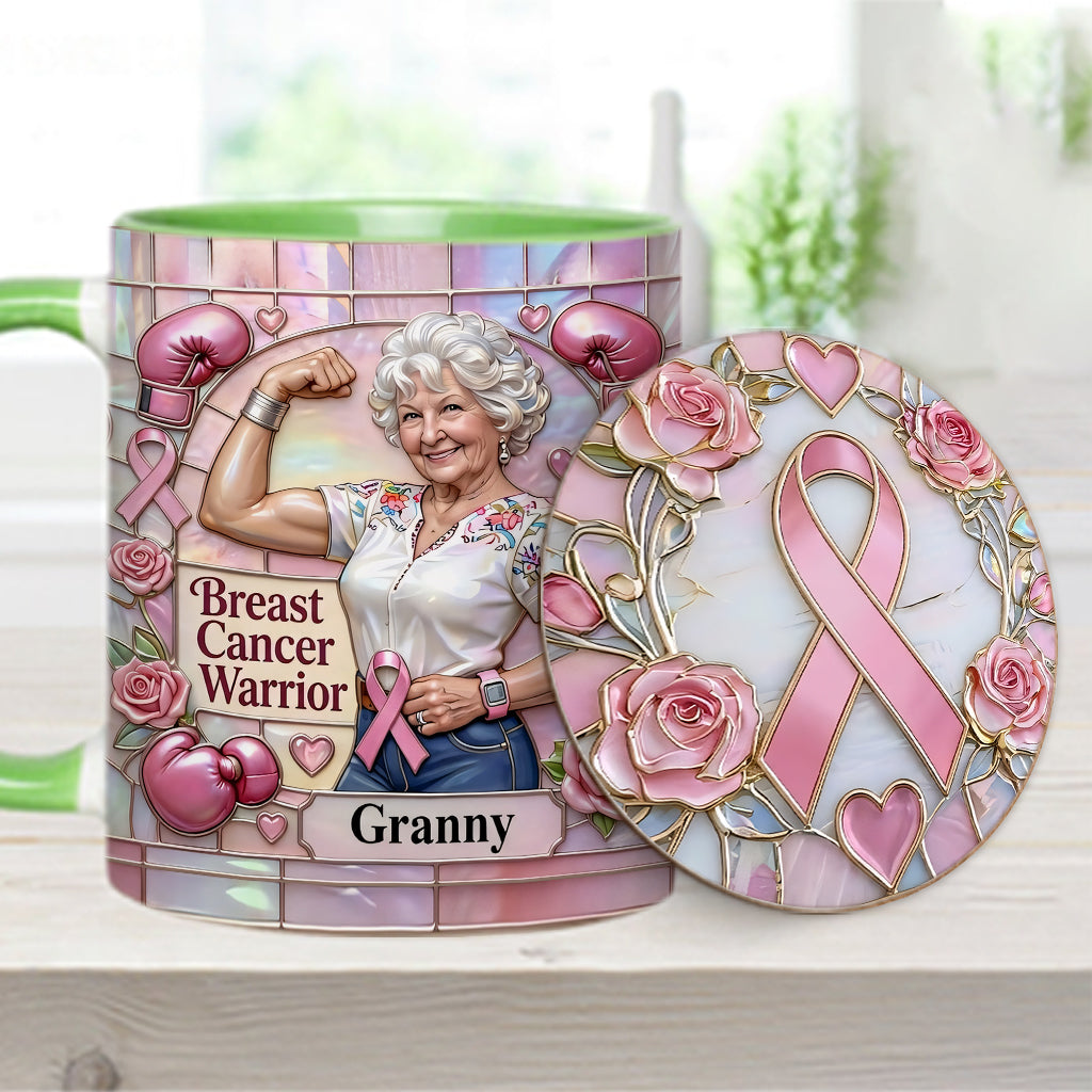 I'm A Warrior - Personalized Breast Cancer Awareness Accent Mug & Coaster