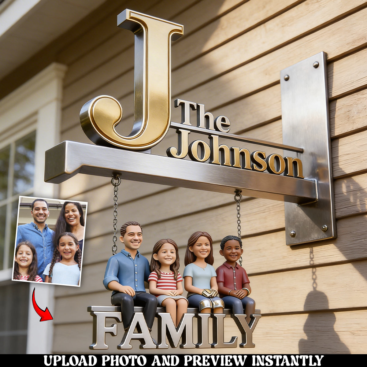 Initial Letter, Custom From Photo - Personalized Family Wooden Wall Mount Sign
