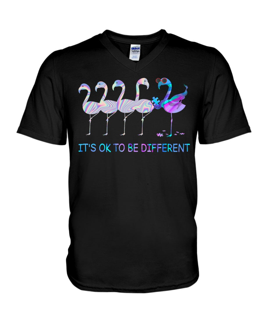 Flamingo It's Okay To Be Different - Autism Awareness T-shirt and Hoodie 0520