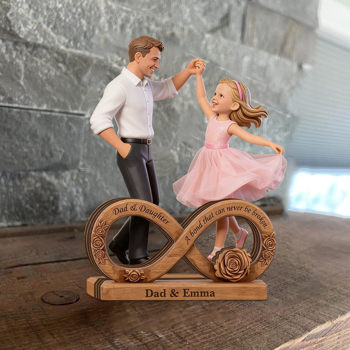 Custom Any Photo Dad & Daughter - Personalized Father Custom Shaped Wood Plaque