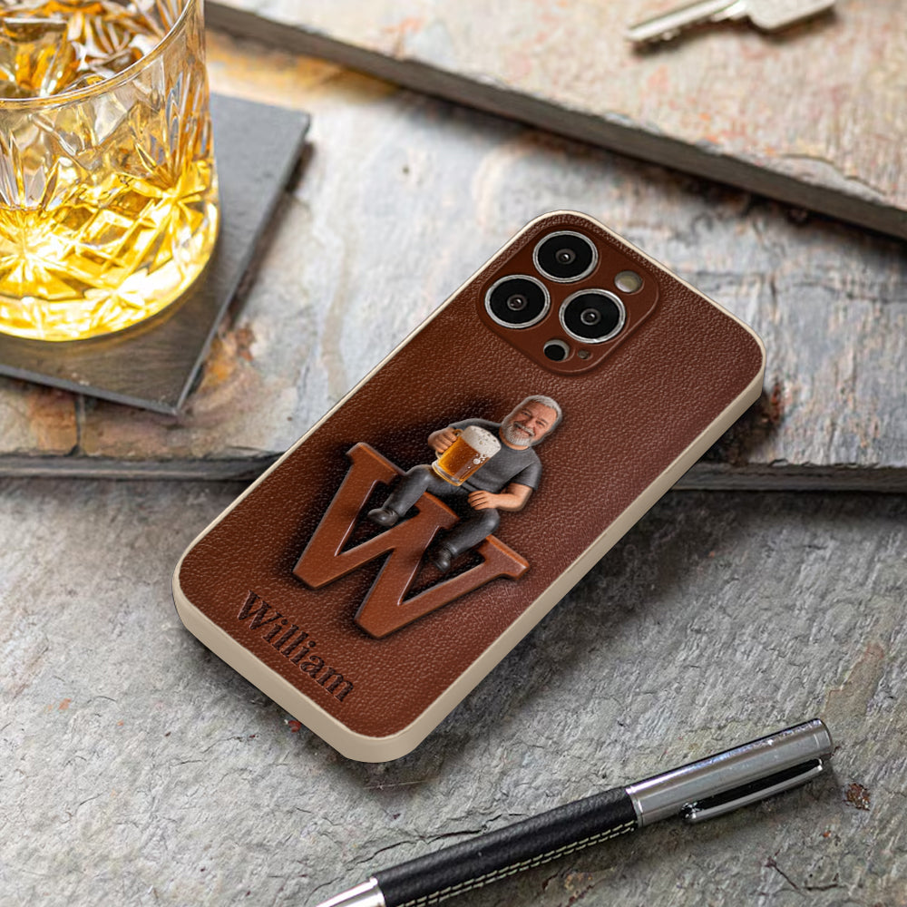 Custom Any Photo - Personalized Beer 3D Embossed Leather Phone Case