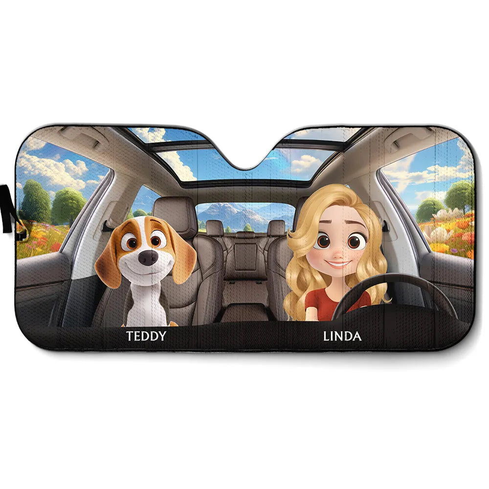 Life Is Better With My Dog - Personalized with Names of Your Loved Ones and Pets for a Fun and Unique Car Windshield Sunshade