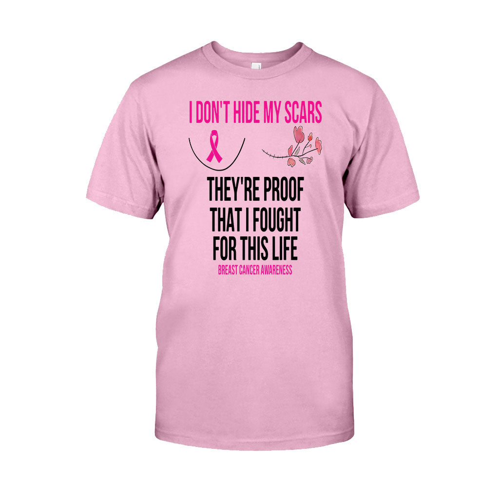 I Don't Hide My Scars - Breast Cancer Awareness T-shirt and Hoodie 102021