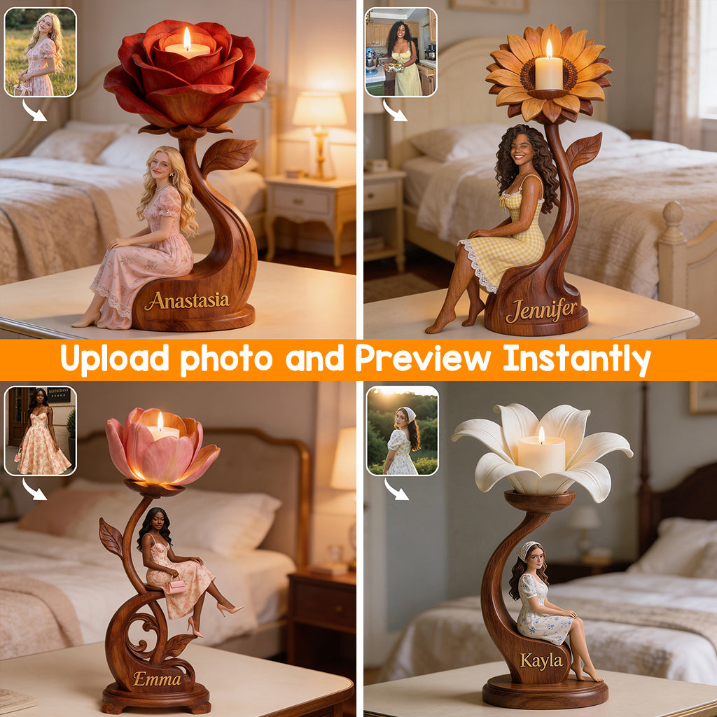 Light Yourself With Love - Personalized Self Love Custom Shape Wooden Candle Holder