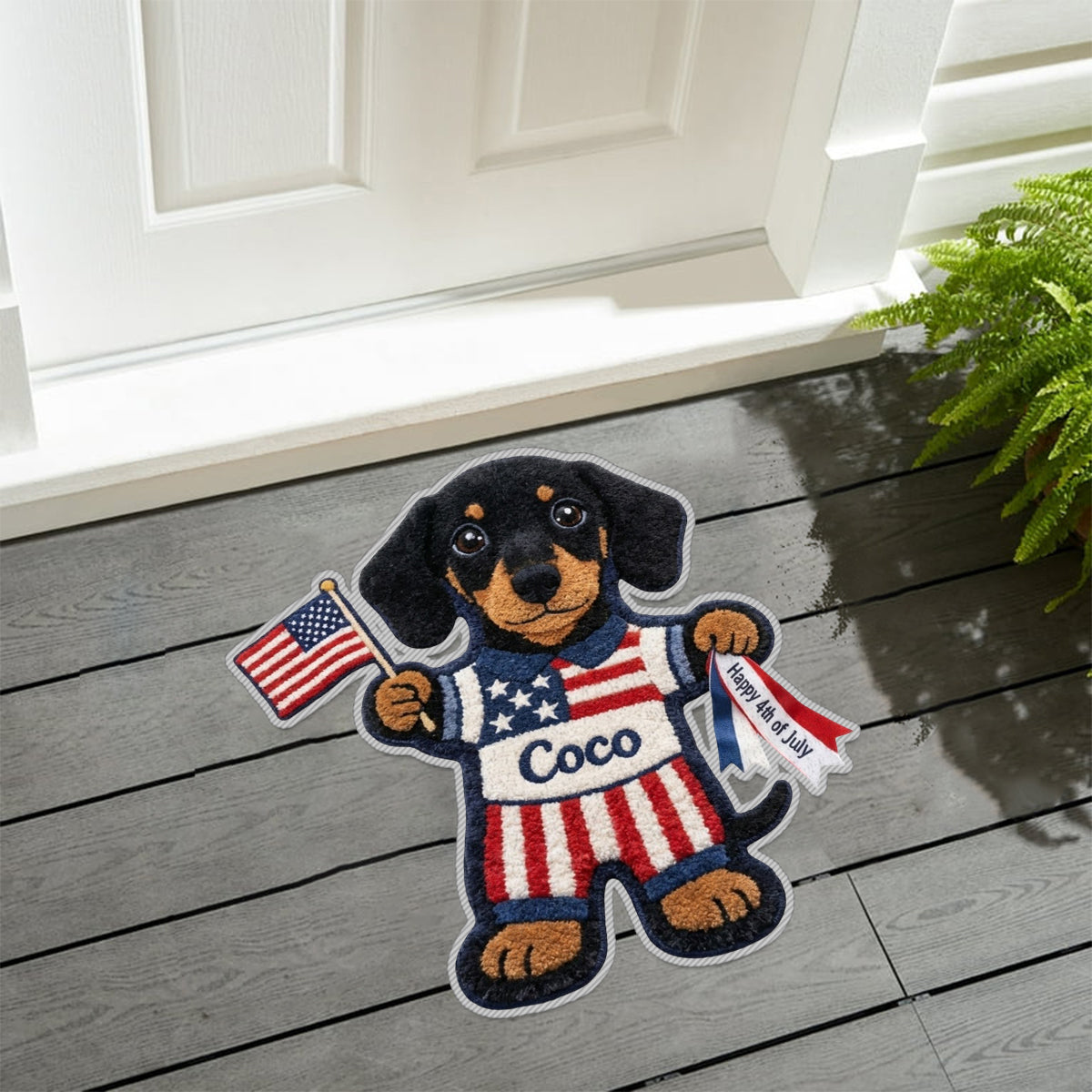 Happy 4th Of July - Personalized Dog Non-Slip Tufted Rug
