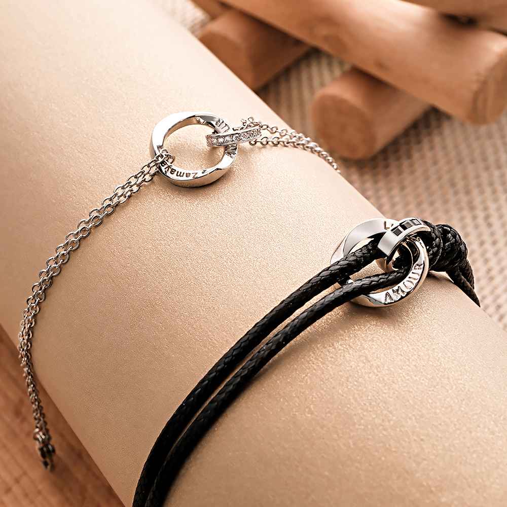 Any Names - Personalized Couple Elegant Couple Bracelet