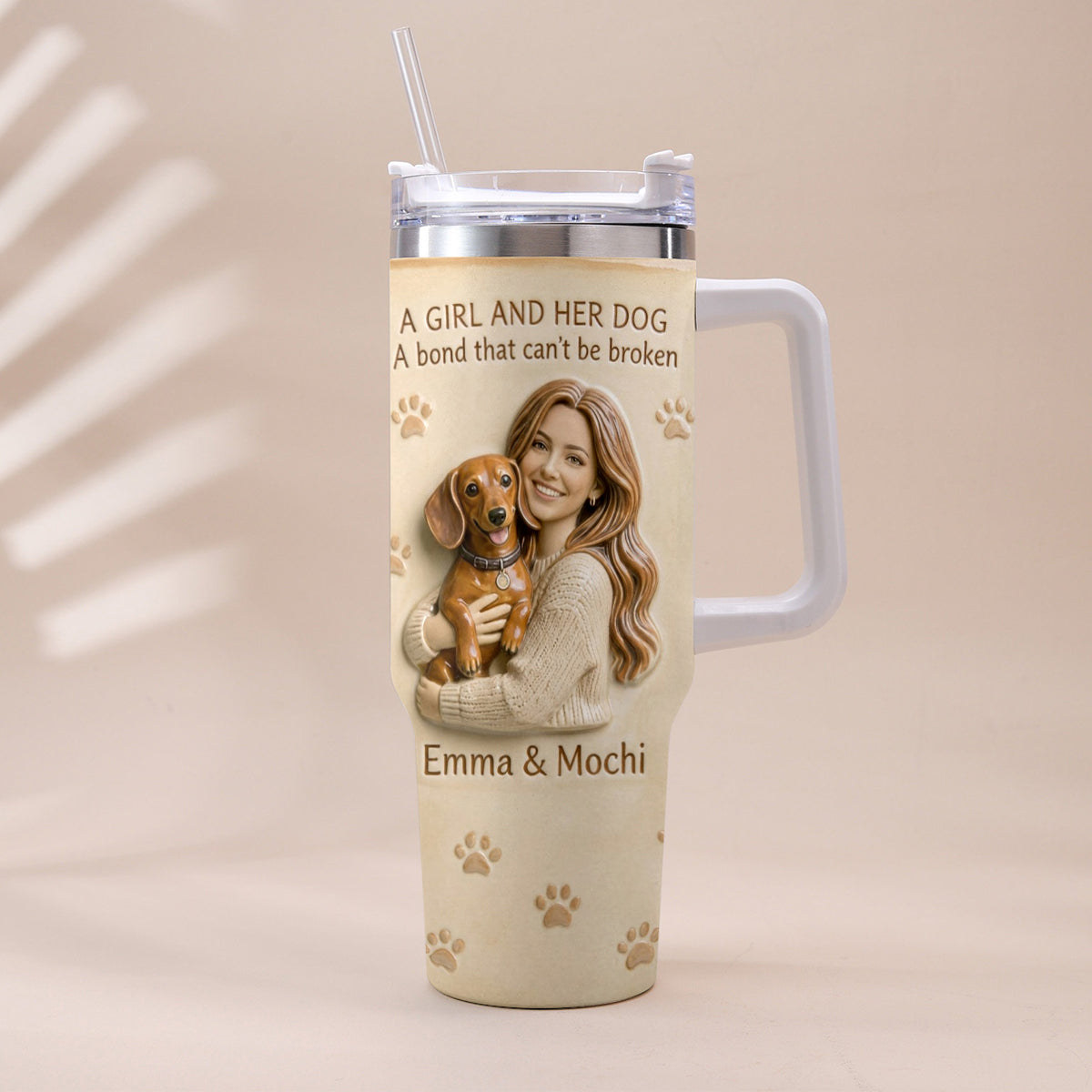 Always By My Side - Personalized Dog Tumbler With Plush Charm