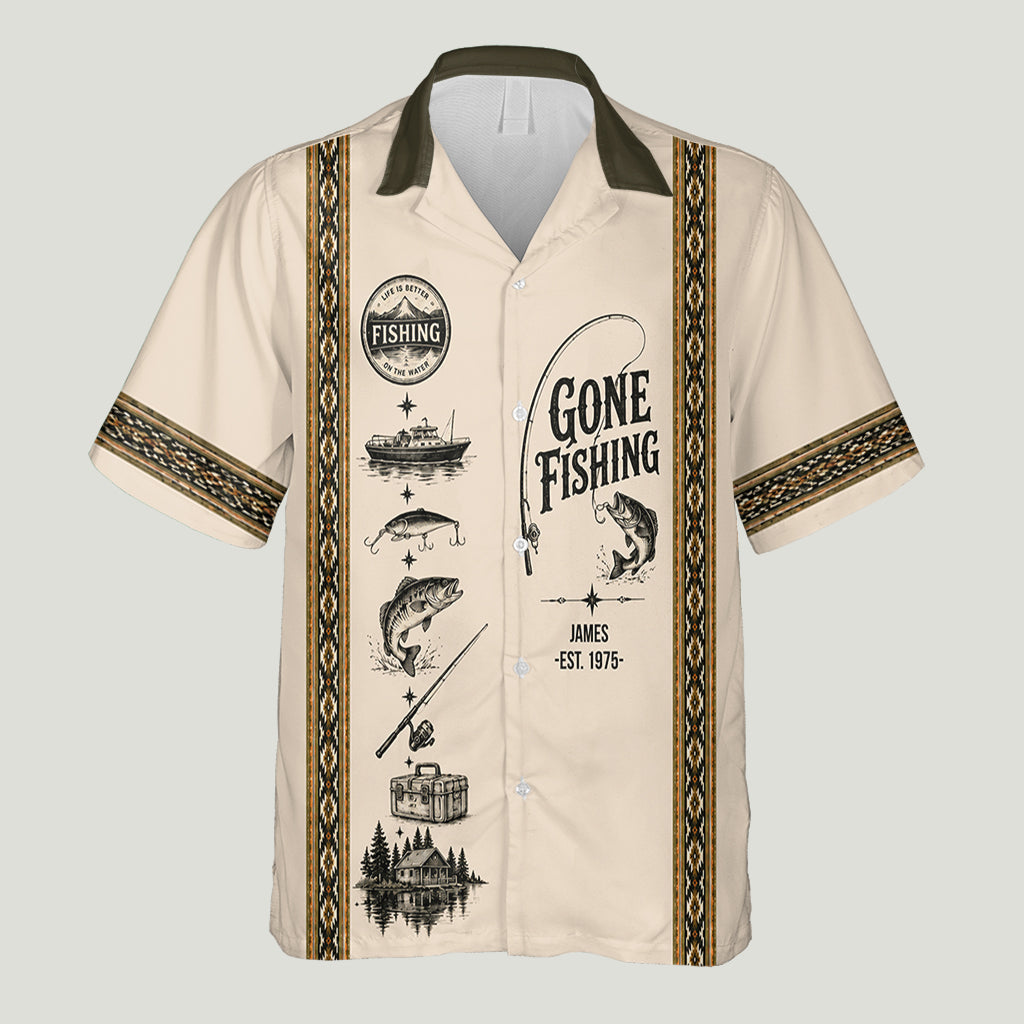 Gone Fishing - Personalized Fishing Hawaiian Shirt